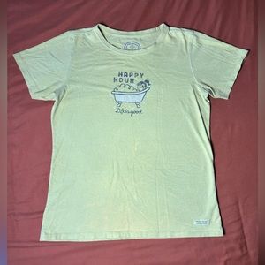 Life is Good Happy Hour Bubble Bath Light Green Short Sleeve Shirt Medium